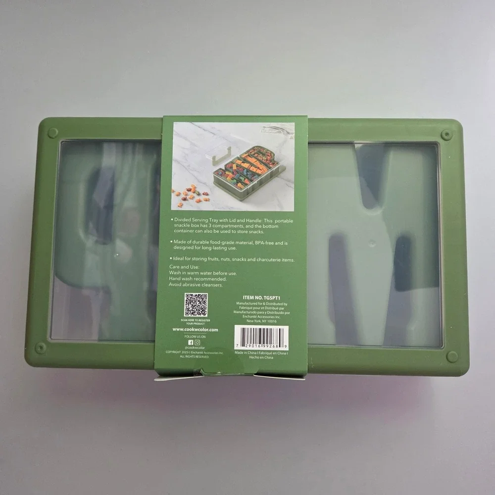 Cook With Color MVP Snack Box 3 Compartment On-The-Go Food Container Green